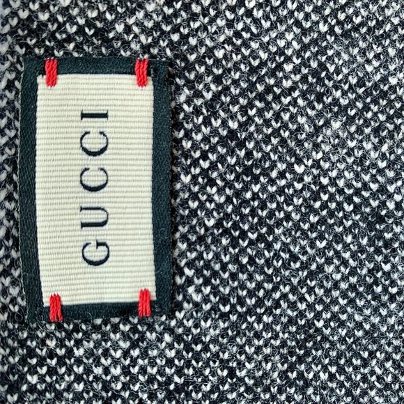 Gucci Interlocking GG Houndstooth Wool Scarf Black - Picture 6 of 6